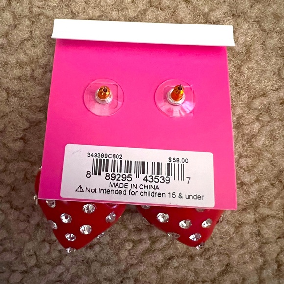 New on card Betsey Johnson large STRAWBERRY earrings - Picture 3 of 3